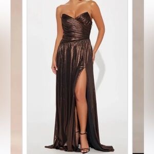 Elegant Metallic Strapless fashion nova dress